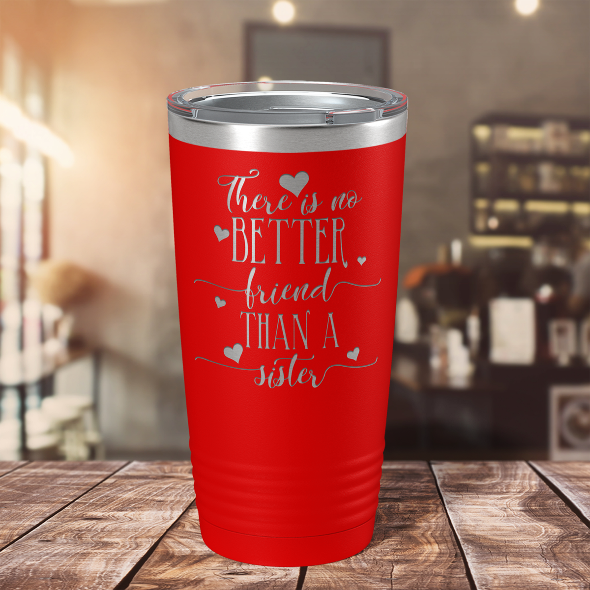 There is no Better Friend than a Sister on Red 20 oz Stainless Steel Ringneck Tumbler