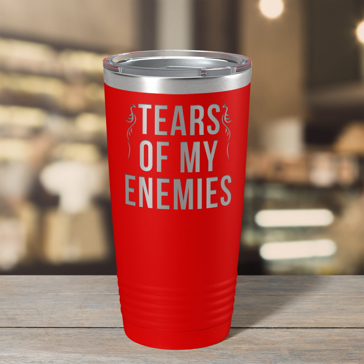 Tears of my Enemies on Red 20 oz Stainless Steel Ringneck Tumbler