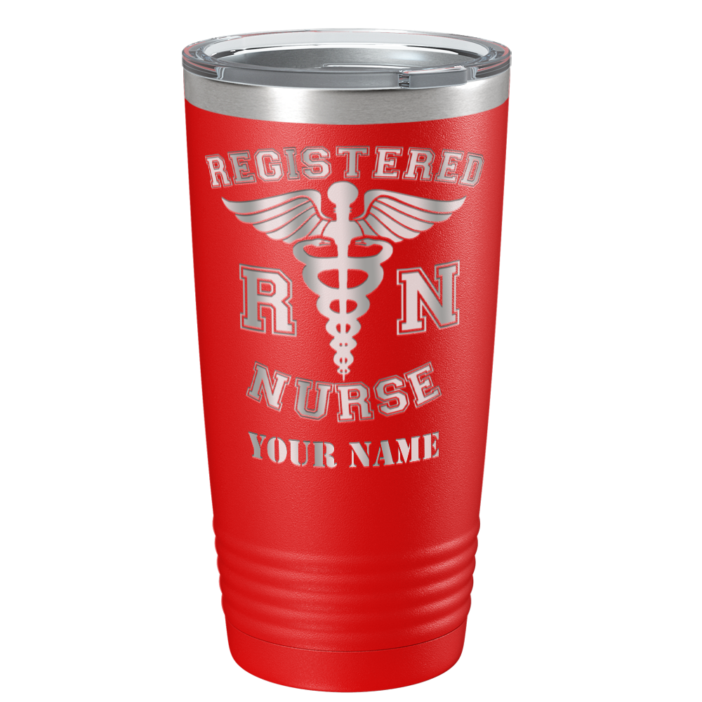 Personalized Nurse Laser Engraved 20oz Tumbler - Red Matte