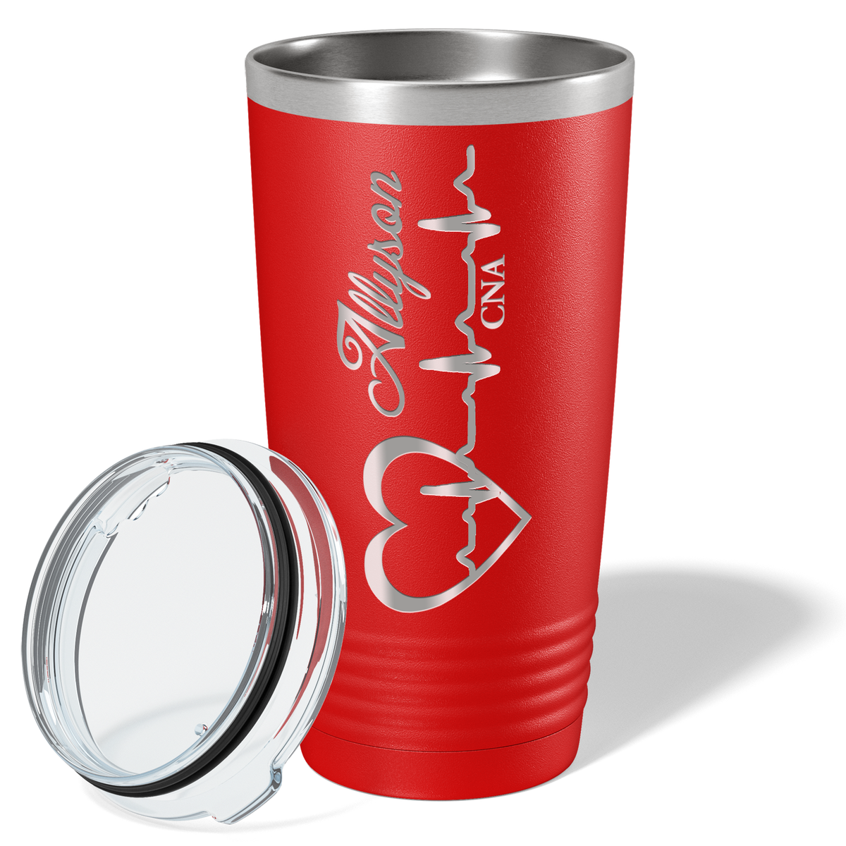Personalized Nurse Laser Engraved 20oz Tumbler - Red Matte
