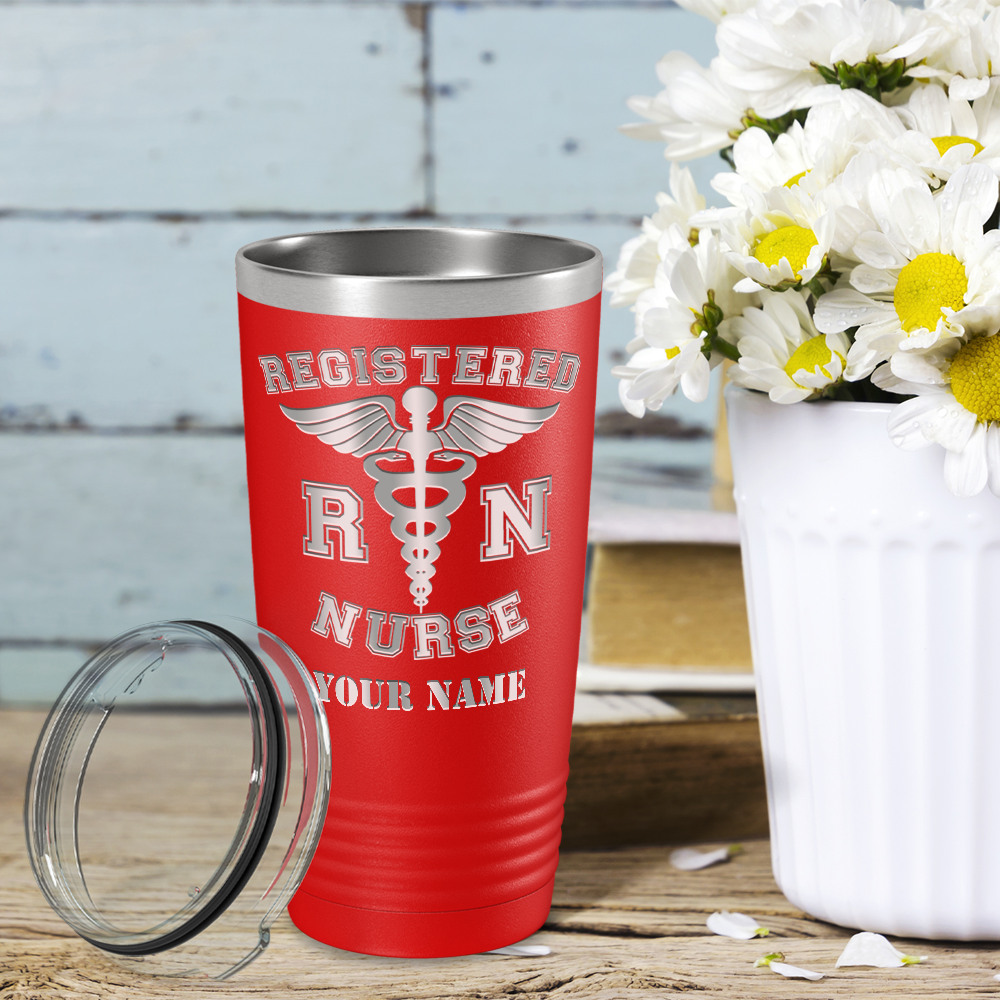 Personalized Nurse Laser Engraved 20oz Tumbler - Red Matte