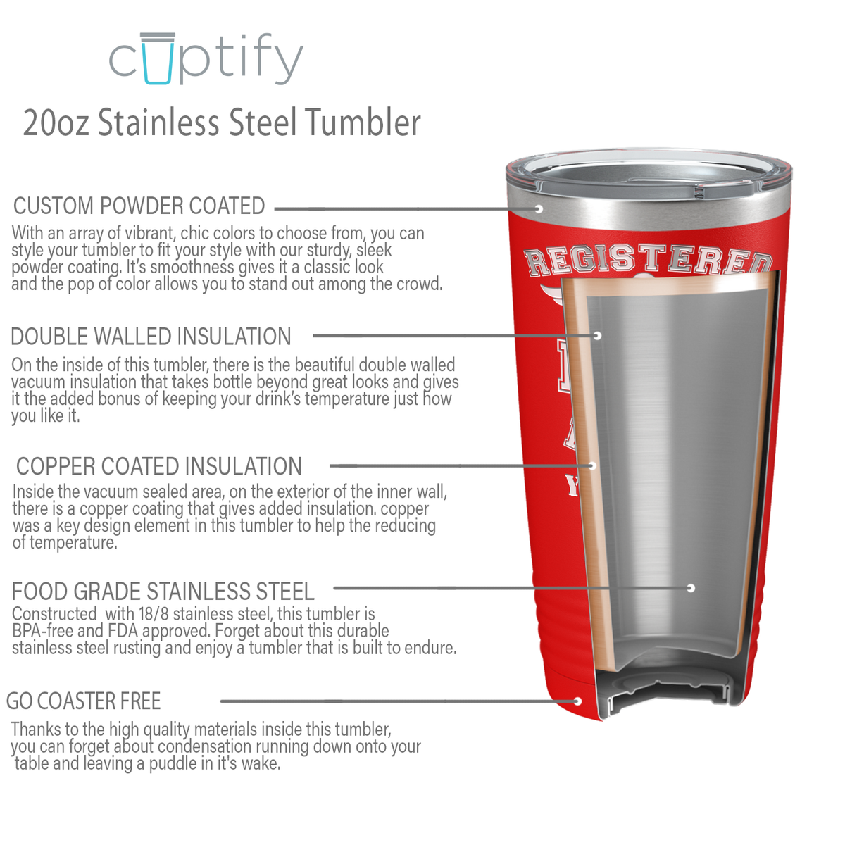 Personalized Nurse Laser Engraved 20oz Tumbler - Red Matte