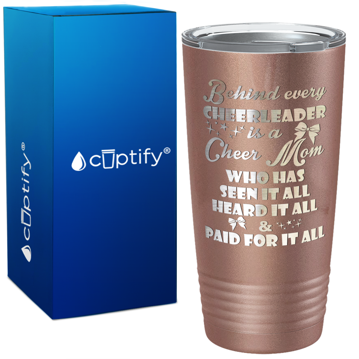 Behind Every Cheerleader Is A Cheer Mom on 20oz Tumbler