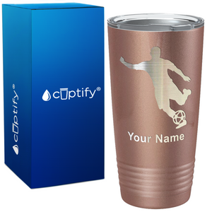 Personalized Soccer Player Silhouette on 20oz Tumbler