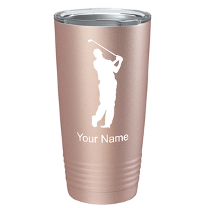 Golf Player Silhouette on Stainless Steel Golf Tumbler