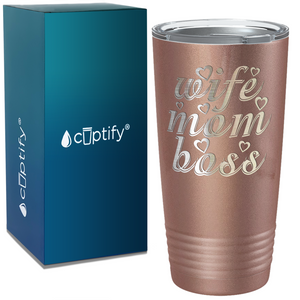 Wife Mom Boss on Stainless Steel Mom Tumbler