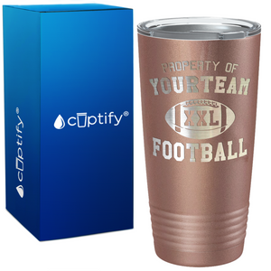 Personalized Property of Team Name Football on 20oz Tumbler