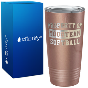 Personalized Property of Your Team Softball on 20oz Tumbler