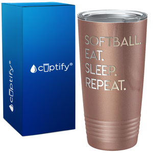 Eat Sleep Softball Repeat on 20oz Tumbler