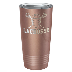 Lacrosse Mask and Sticks Laser Engraved on Stainless Steel Lacrosse Tumbler