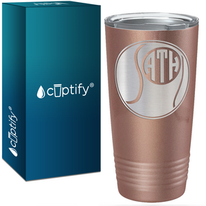 Personalized Monogrammed Tennis Ball Laser Engraved on Stainless Steel Tennis Tumbler