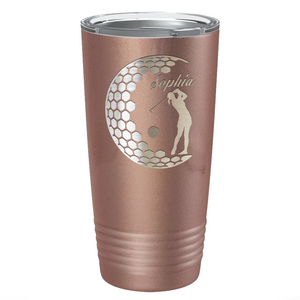 Personalized Women Golfer Laser Engraved on Stainless Steel Golf Tumbler