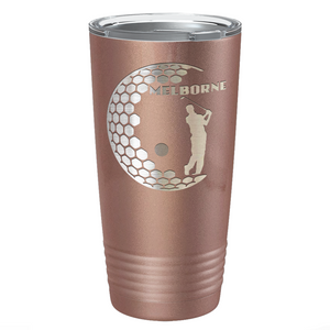 Personalized Golfer in Half Ball Laser Engraved on Stainless Steel Golf Tumbler