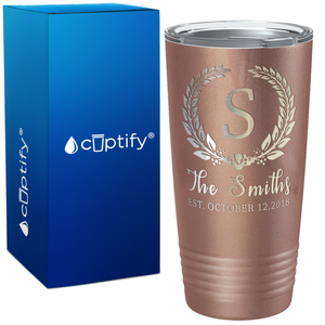 Crest Monogram Anniversary on Wedding 20oz Tumbler