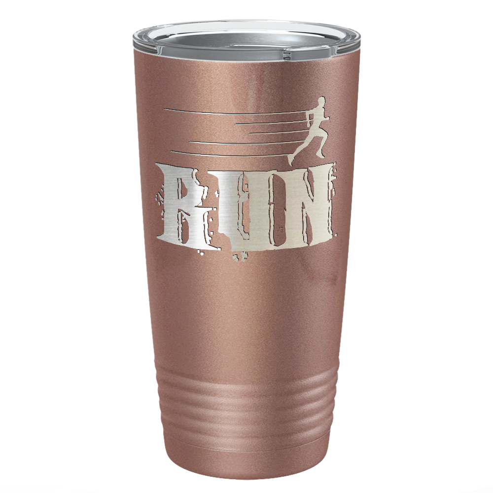 Run Laser Engraved on Stainless Steel Cross Country Tumbler