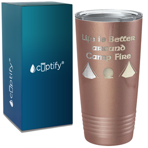 Life is Better Around the Camp Fire with Tents on Camping 20oz Tumbler