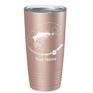 Fishing Poll with Fish on Stainless Steel Fishing Tumbler