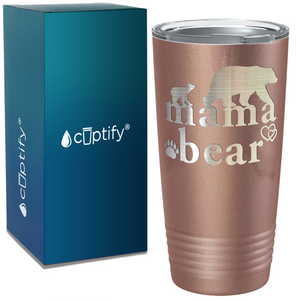 Mama Bear Hearts Laser Engraved Mom 20oz Tumbler