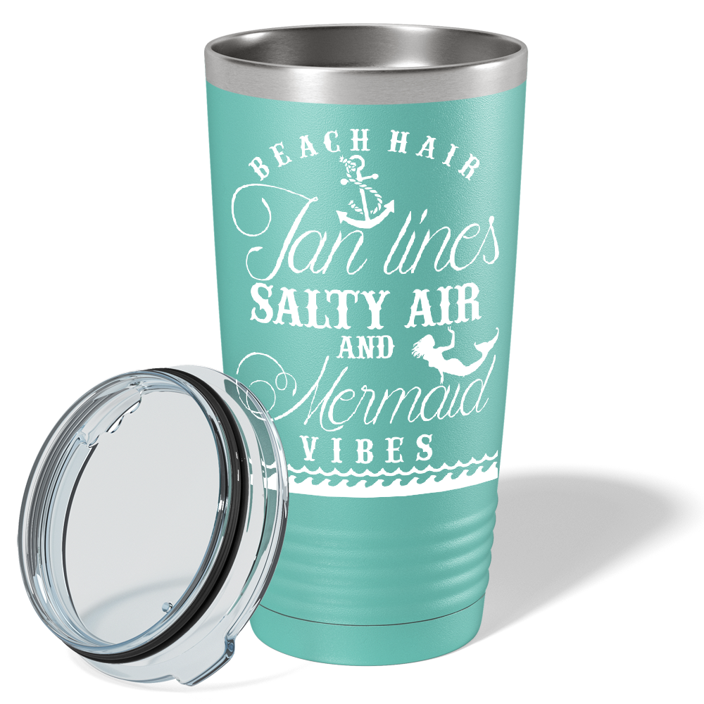 Beach Hair Tan Lines and Mermaid Vibes on Seafoam Mermaid 20oz Tumbler