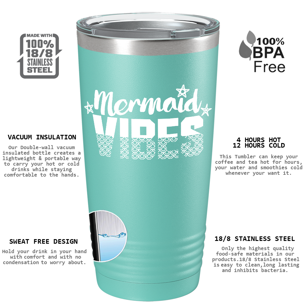 Mermaid Vibes Stars on Seafoam Mermaid 20oz Tumbler