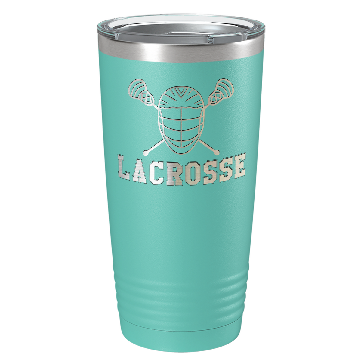 Lacrosse Mask and Sticks Laser Engraved on Stainless Steel Lacrosse Tumbler