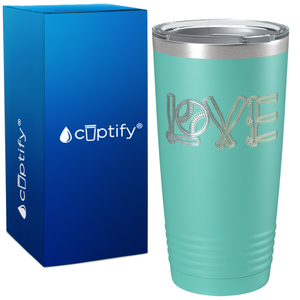 Softball Love Ball and Bats on 20oz Tumbler