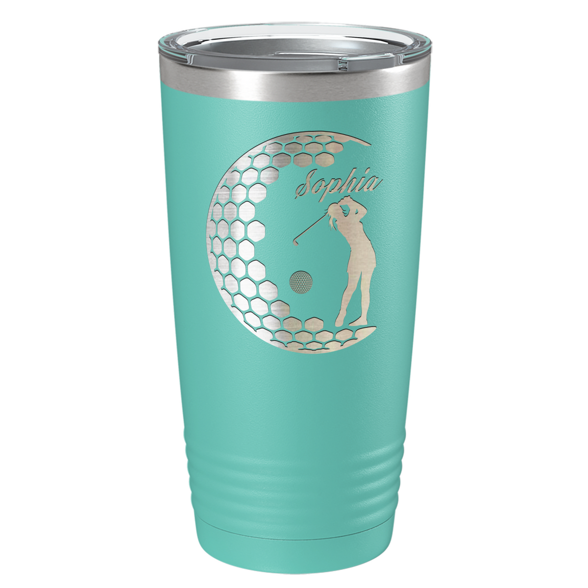 Personalized Women Golfer Laser Engraved on Stainless Steel Golf Tumbler
