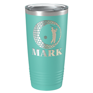 Personalized Golfer in Ball Laser Engraved on Stainless Steel Golf Tumbler