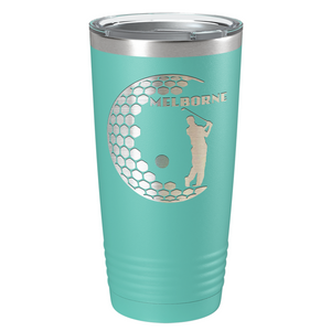 Personalized Golfer in Half Ball Laser Engraved on Stainless Steel Golf Tumbler