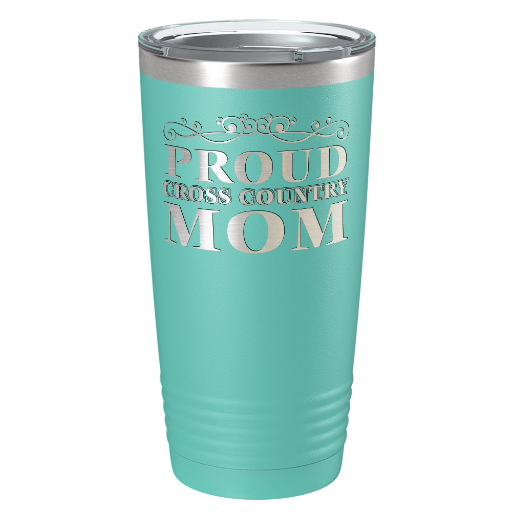 Proud Cross Country Mom Laser Engraved on Stainless Steel Cross Country Tumbler