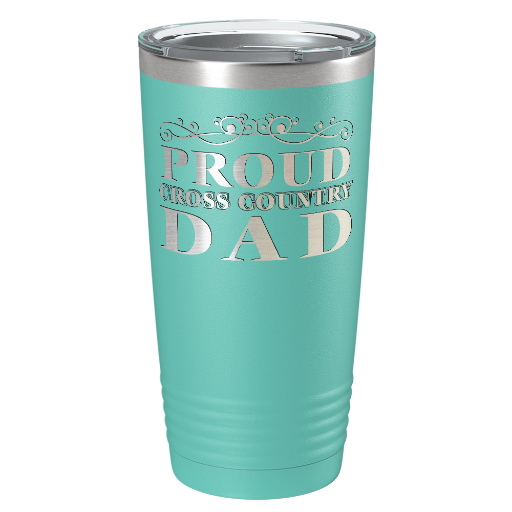 Proud Cross Country Dad Laser Engraved on Stainless Steel Cross Country Tumbler