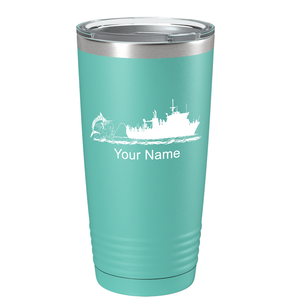 Marlin Boat Fishing on Stainless Steel Fishing Tumbler