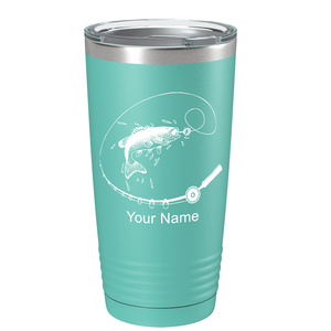 Fishing Poll with Fish on Stainless Steel Fishing Tumbler