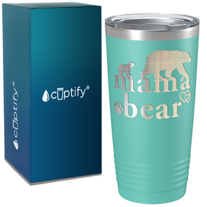 Mama Bear Hearts Laser Engraved Mom 20oz Tumbler