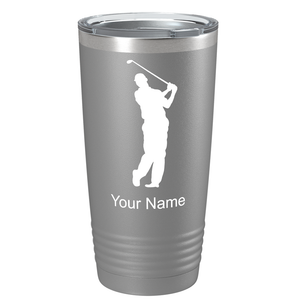 Golf Player Silhouette on Stainless Steel Golf Tumbler