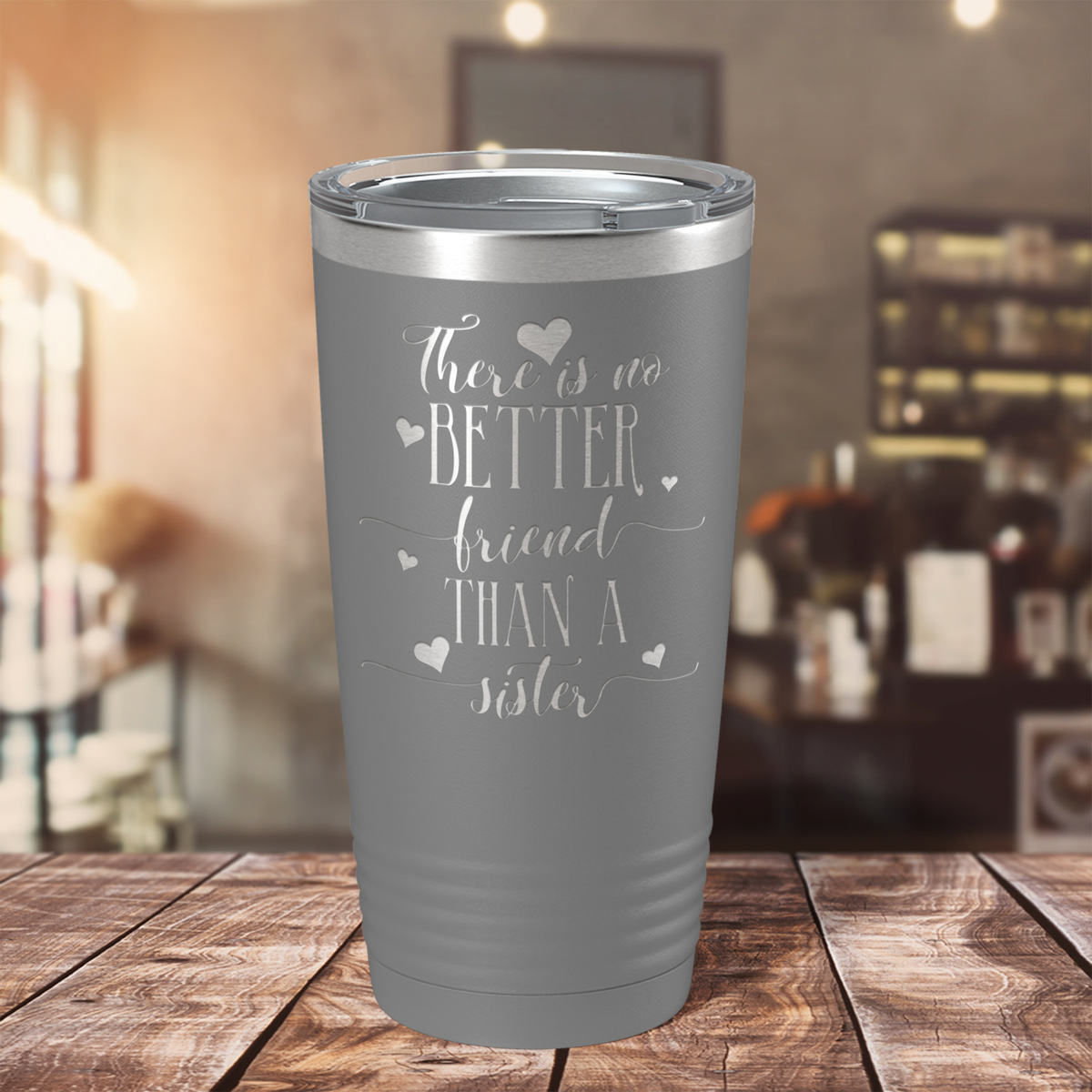 There is no Better Friend than a Sister on Slate 20 oz Stainless Steel Ringneck Tumbler
