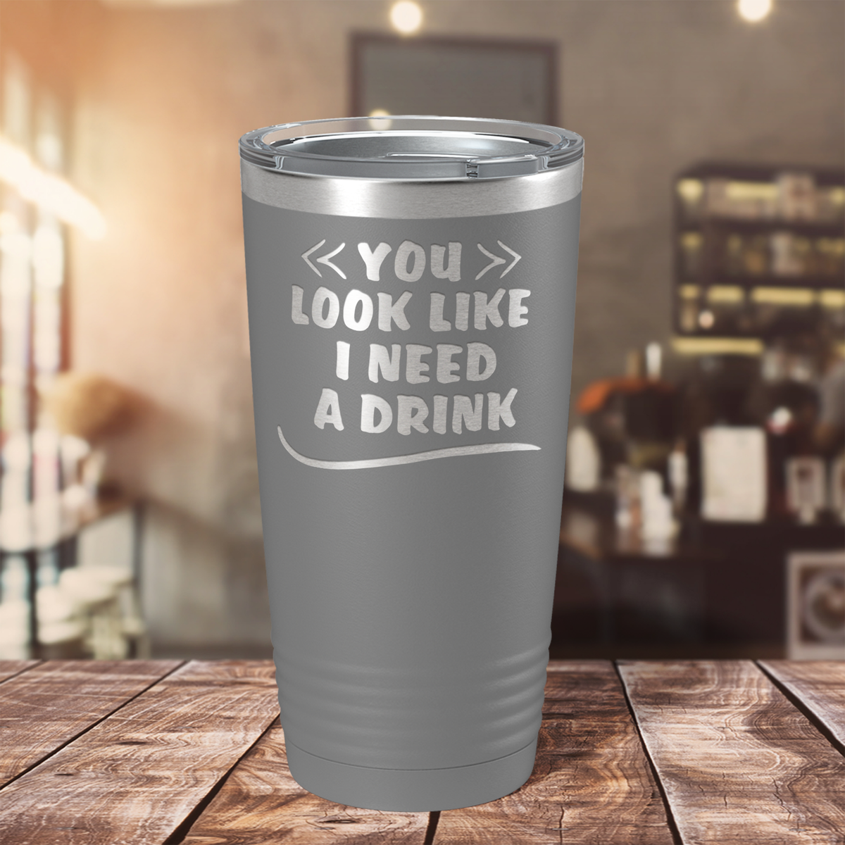 You Look Like I Need Drink on Slate 20 oz Stainless Steel Ringneck Tumbler