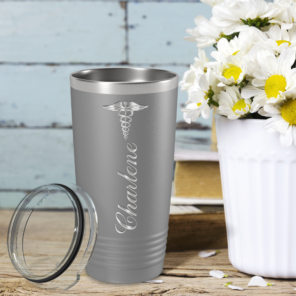 Personalized Nurse Laser Engraved 20oz Tumbler - Slate Matte