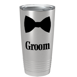 Groom Bow Tie on Stainless Steel Wedding Tumbler