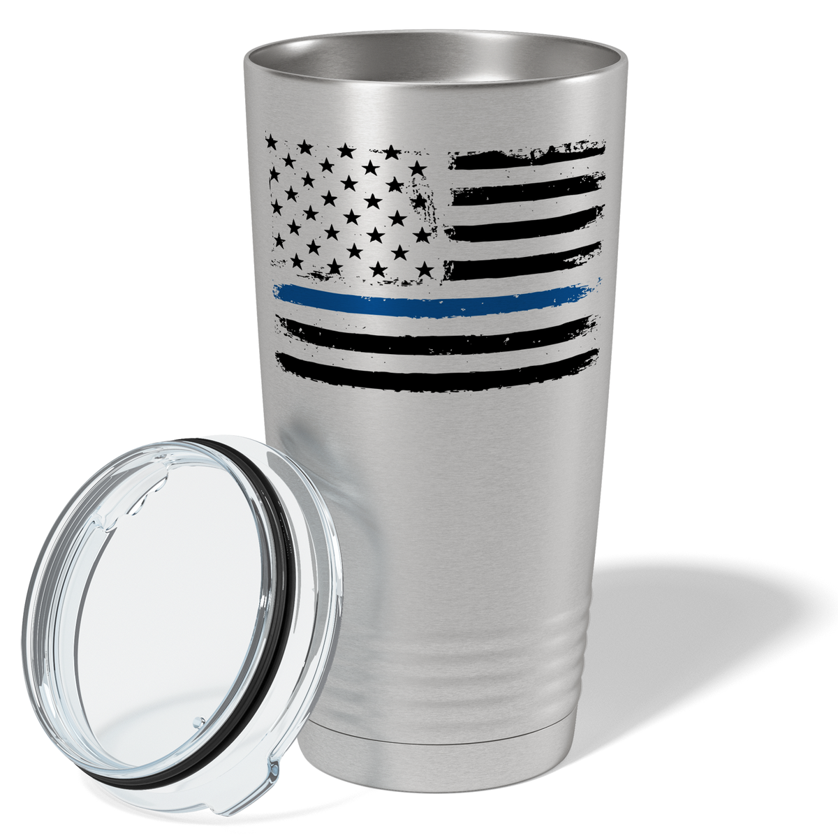 Retro Thin Blue Line Flag Police 20oz Stainless Tumbler