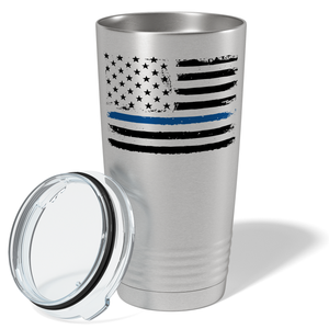 Retro Thin Blue Line Flag Police 20oz Stainless Tumbler