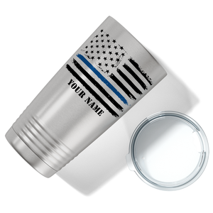 Personalized Retro Thin Blue Line Flag Police 20oz Stainless Tumbler