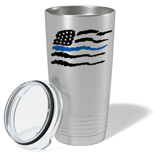 Flying Thin Blue Line Flag Police 20oz Stainless Tumbler