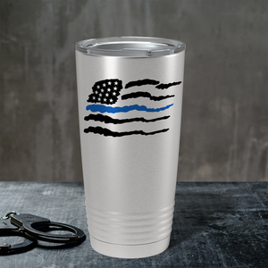 Flying Thin Blue Line Flag Police 20oz Stainless Tumbler