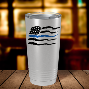 Flying Thin Blue Line Flag Police 20oz Stainless Tumbler