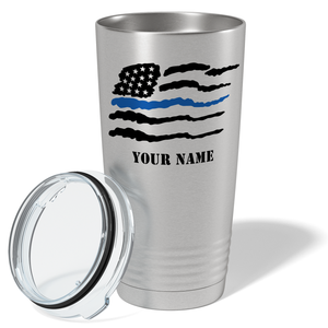 Personalized Flying Thin Blue Line Flag Police 20oz Stainless Tumbler