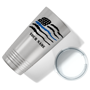 Personalized Flying Thin Blue Line Flag Police 20oz Stainless Tumbler