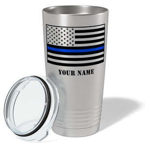 Personalized Thin Blue Line Flag Police 20oz Stainless Tumbler