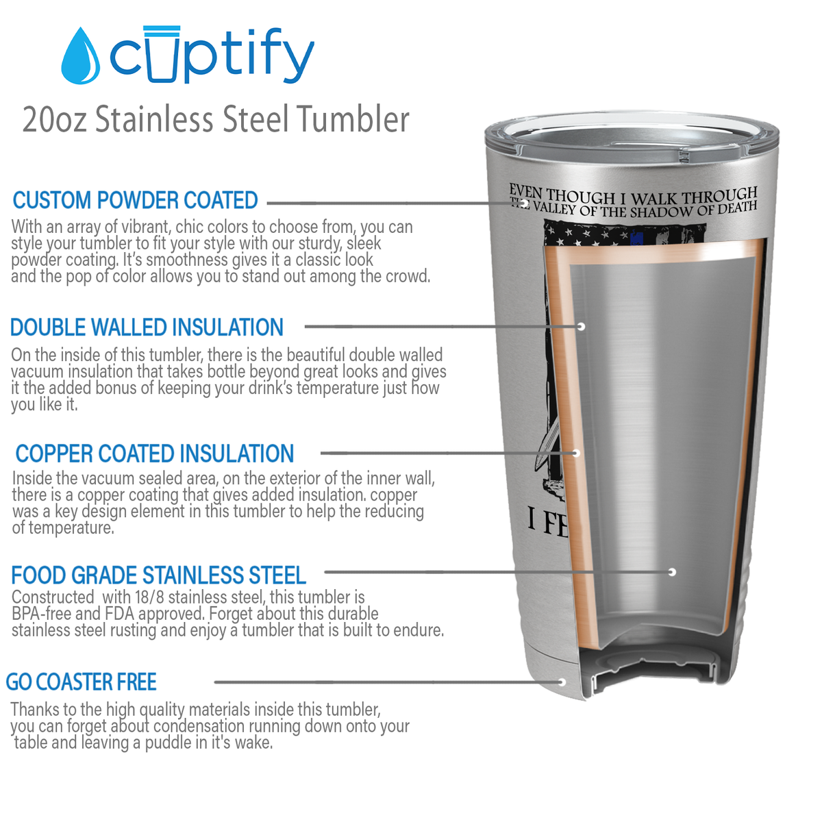 Thin Blue Line Police Knight 20oz Stainless Tumbler