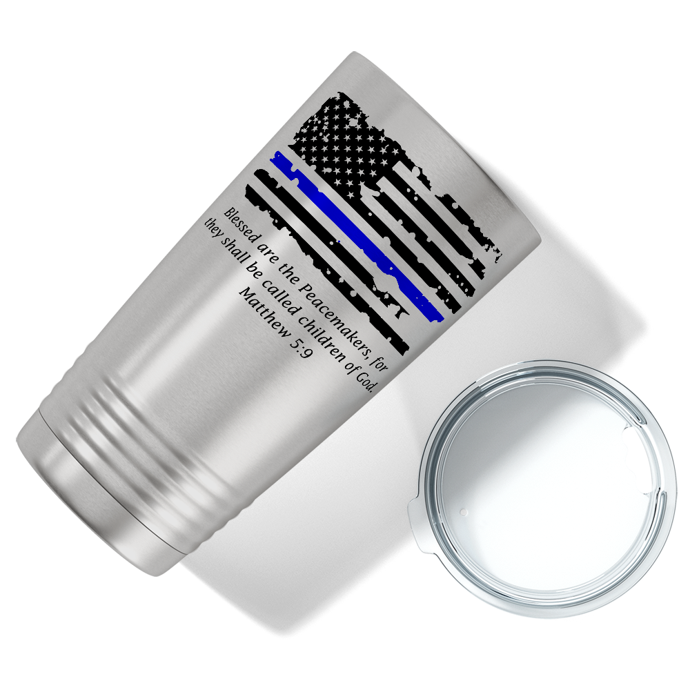 Thin Blue Flag Peacemakers 20oz Stainless Police Tumbler